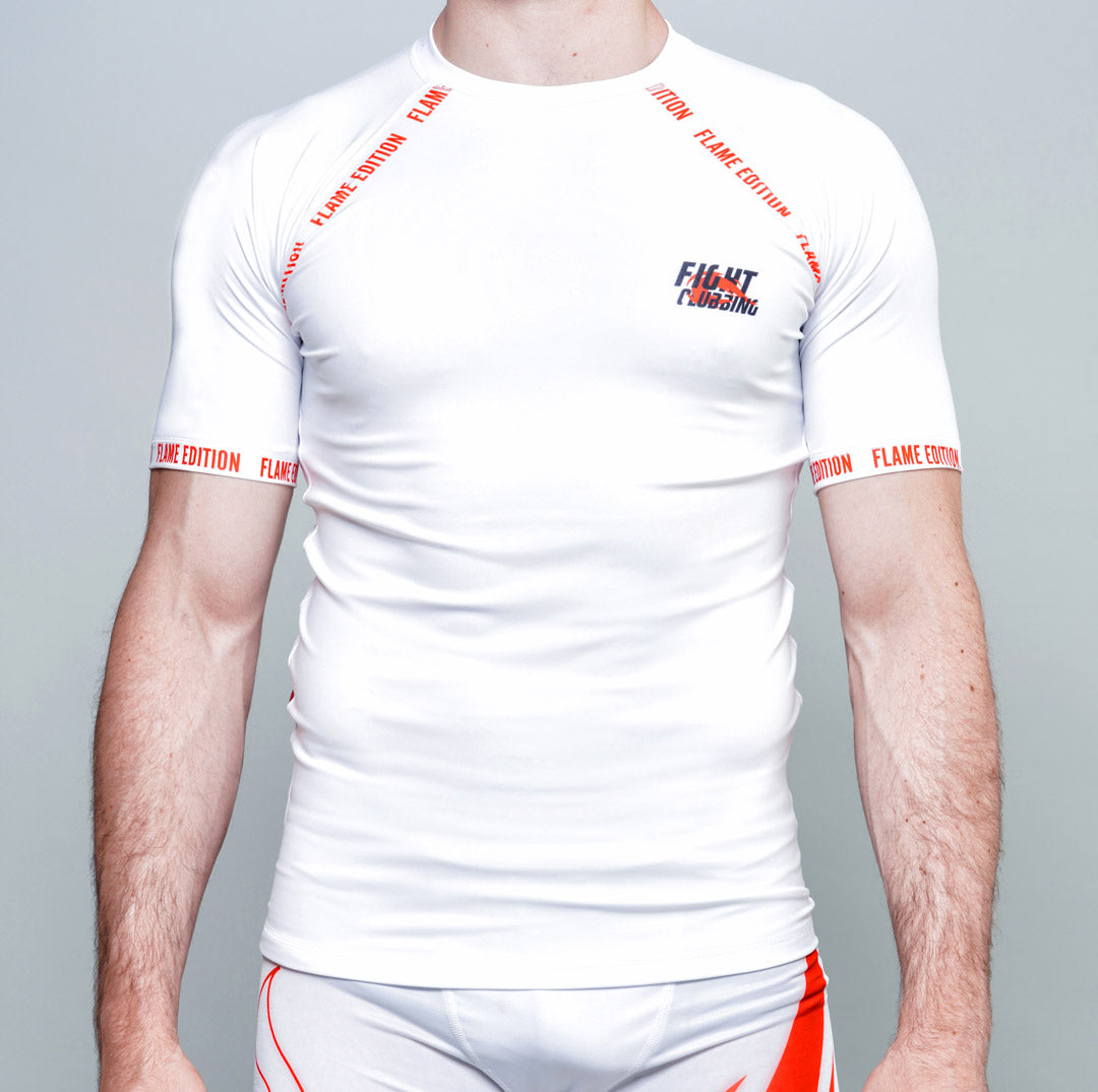 Rashguard MMA Manica Corta Flame Edition Bianco