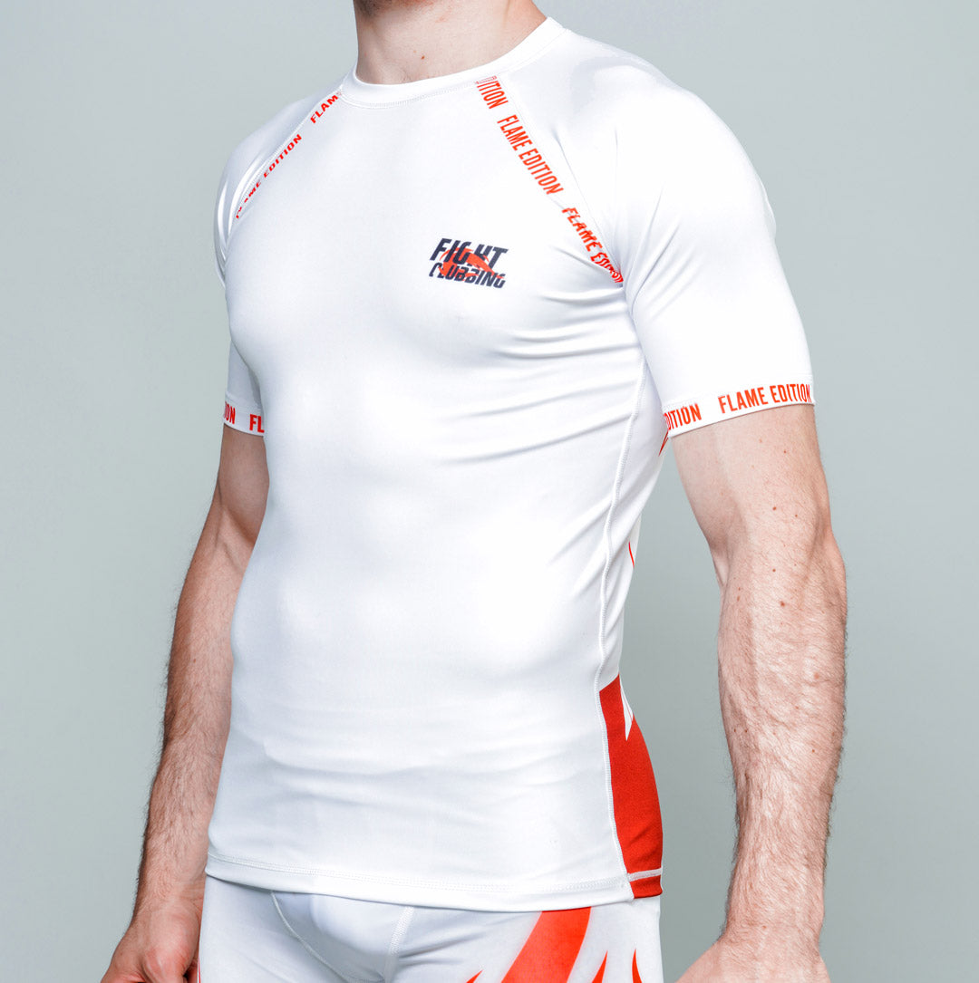 Rashguard MMA Manica Corta Flame Edition Bianco