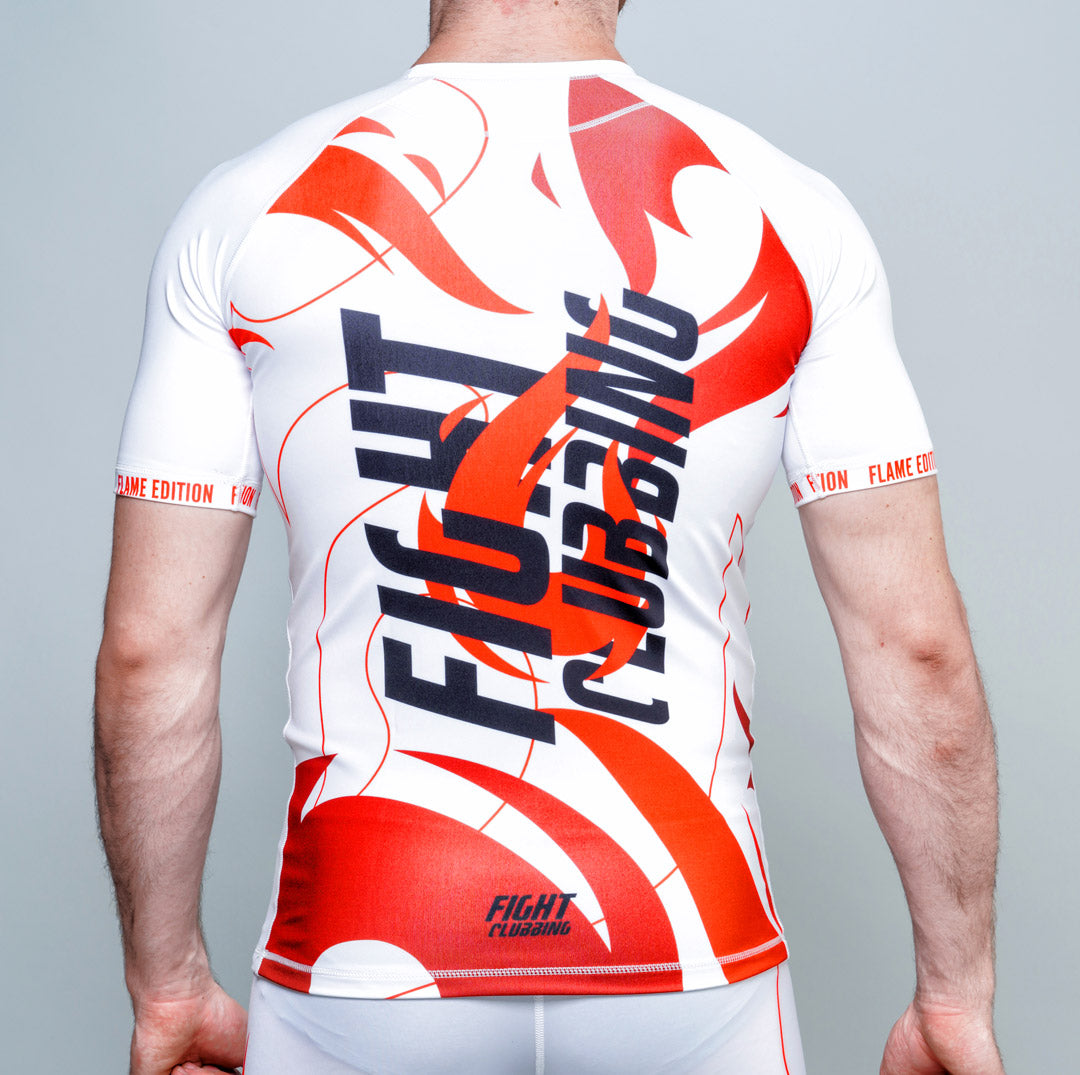 Rashguard MMA Manica Corta Flame Edition Bianco