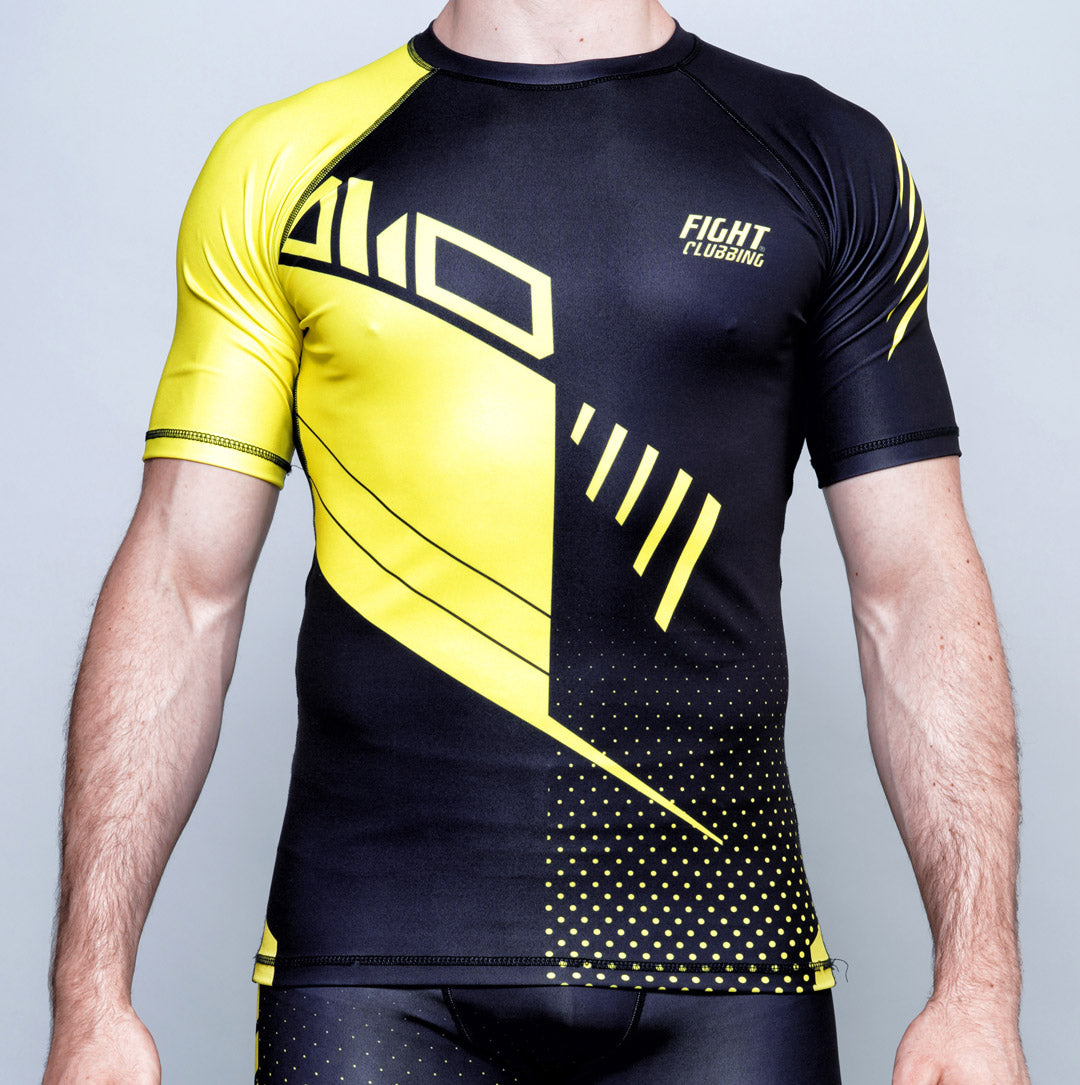 Rashguard MMA Manica Corta Dragon Edition Nero e Giallo