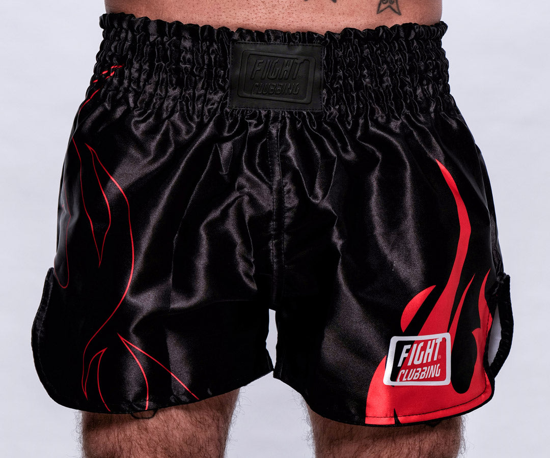 Pantaloncino Kick-Thai Flame Edition Nero Logo Piccolo