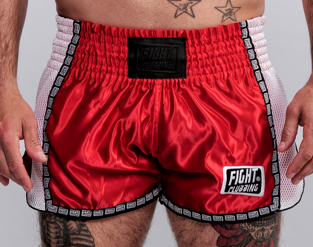 Kick-Thai Competition Shorts White And Red
