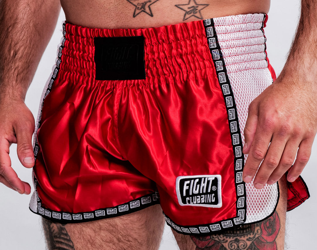 Kick-Thai Competition Shorts White And Red
