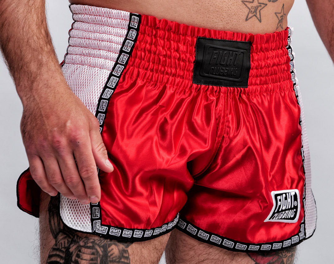 Kick-Thai Competition Shorts White And Red