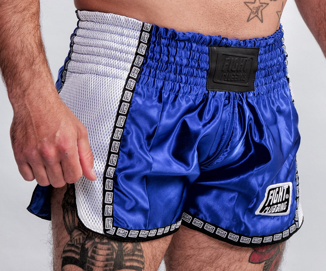 Kick-Thai Competition Shorts White And Blue