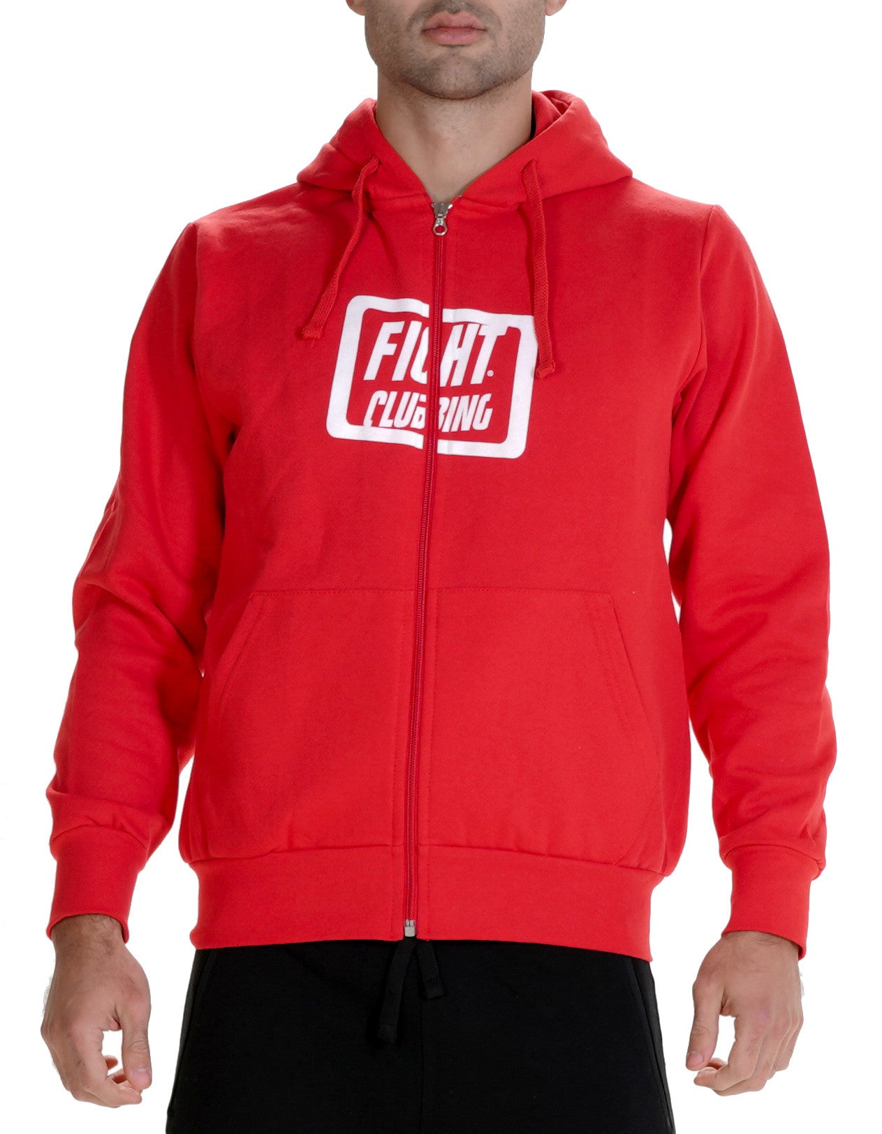 Basic Zip Up Hoodie Red