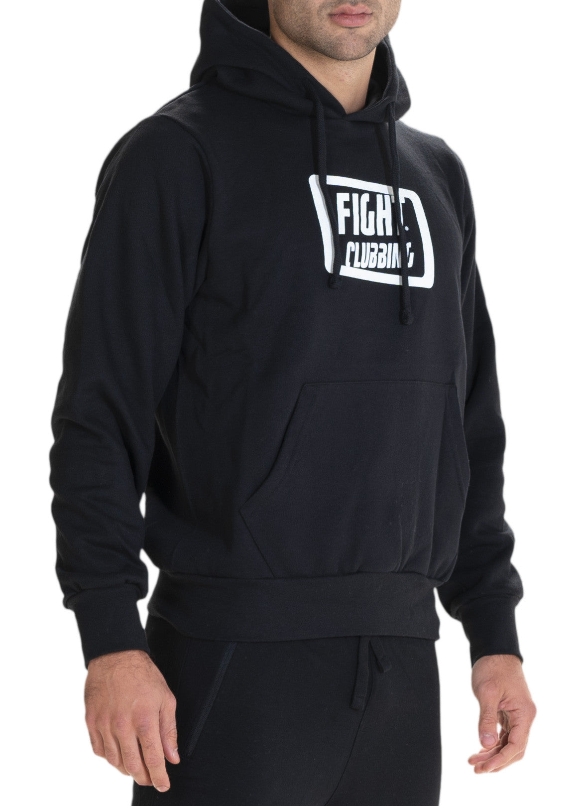 Felpa Basic Con Cappuccio Nero