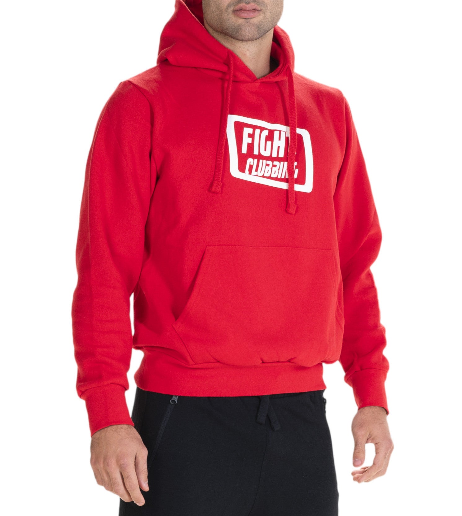 Felpa Basic Con Cappuccio Rosso