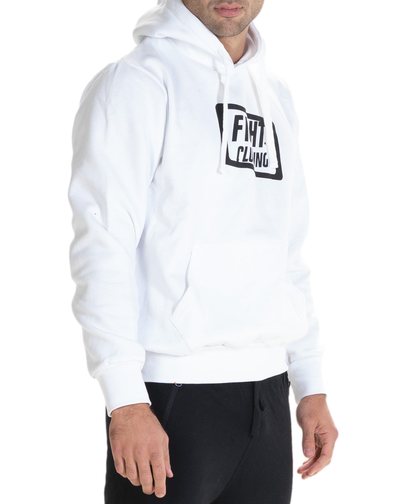 Felpa Basic Con Cappuccio Bianco