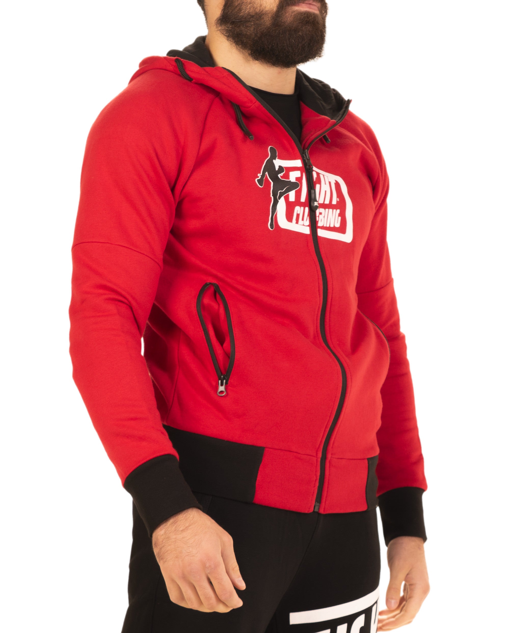 Felpa Icon Con Zip E Cappuccio Rosso