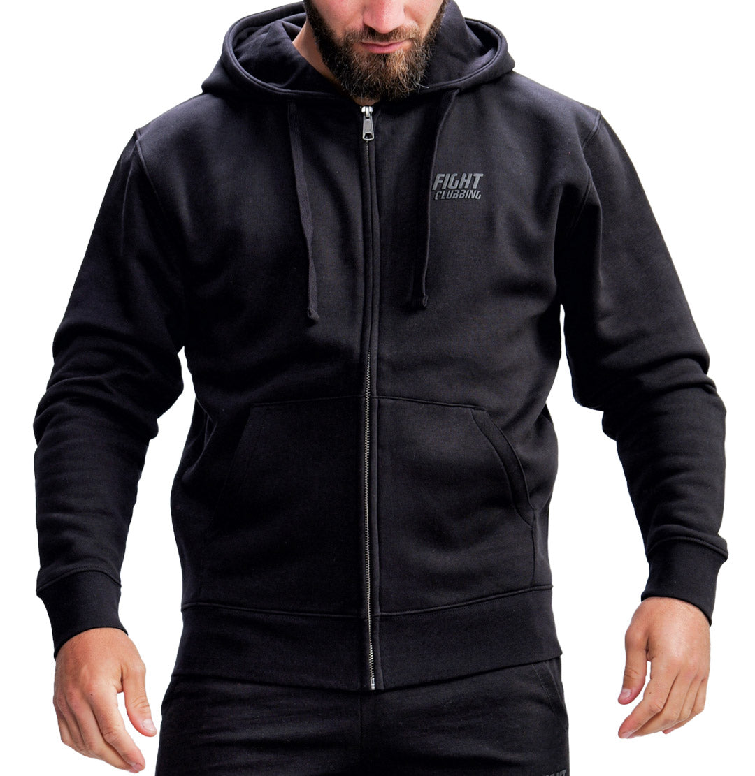 Basic Zip Up Hoodie Black
