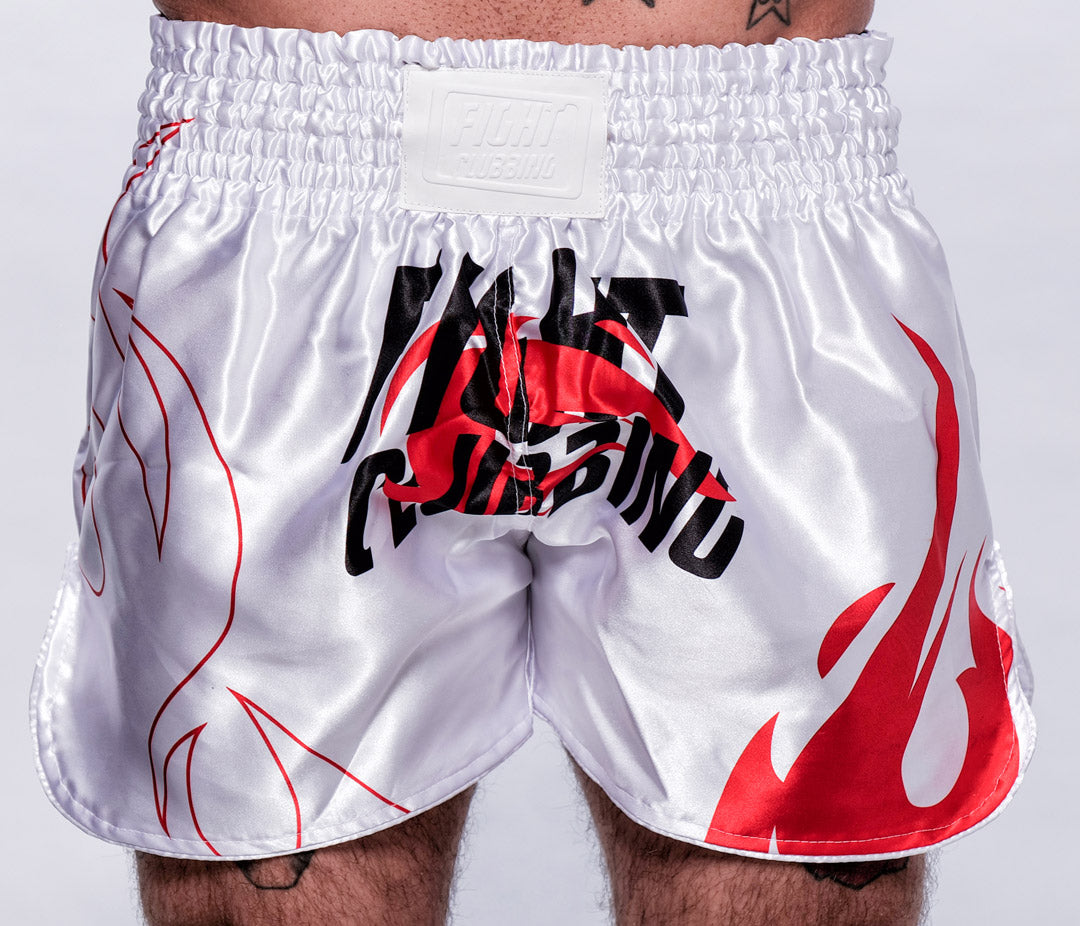 Pantaloncino Kick-Thai Flame Edition Bianco Logo Grande