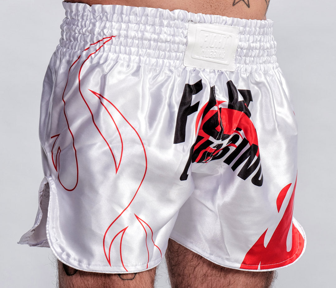 Pantaloncino Kick-Thai Flame Edition Bianco Logo Grande