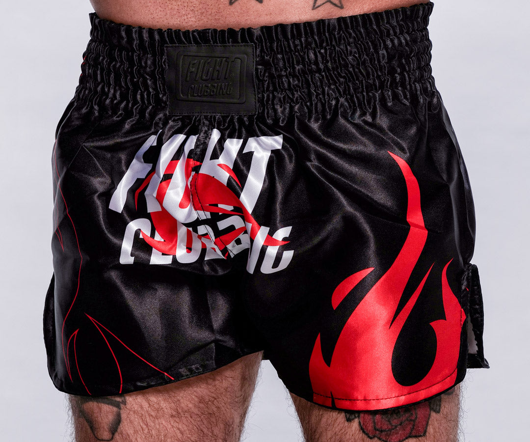 Pantaloncino Kick-Thai Flame Edition Nero Logo Grande