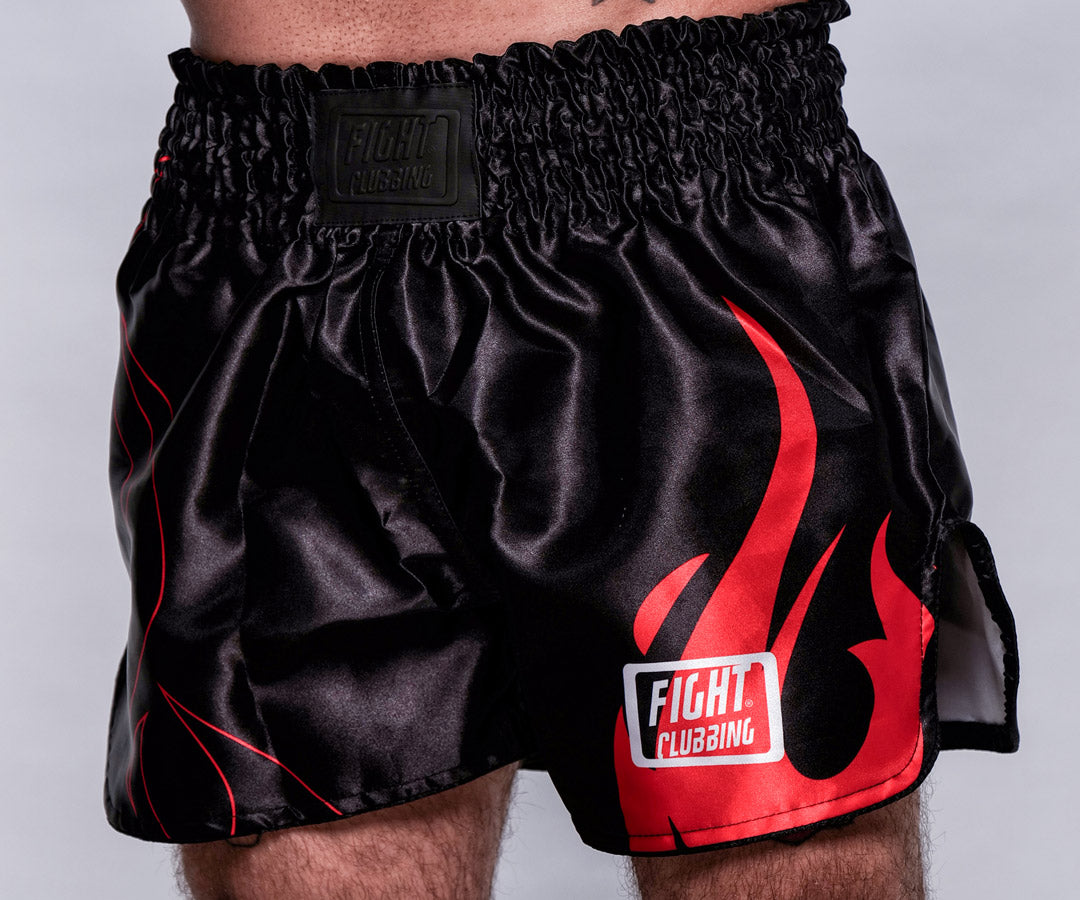 Pantaloncino Kick-Thai Flame Edition Nero Logo Piccolo