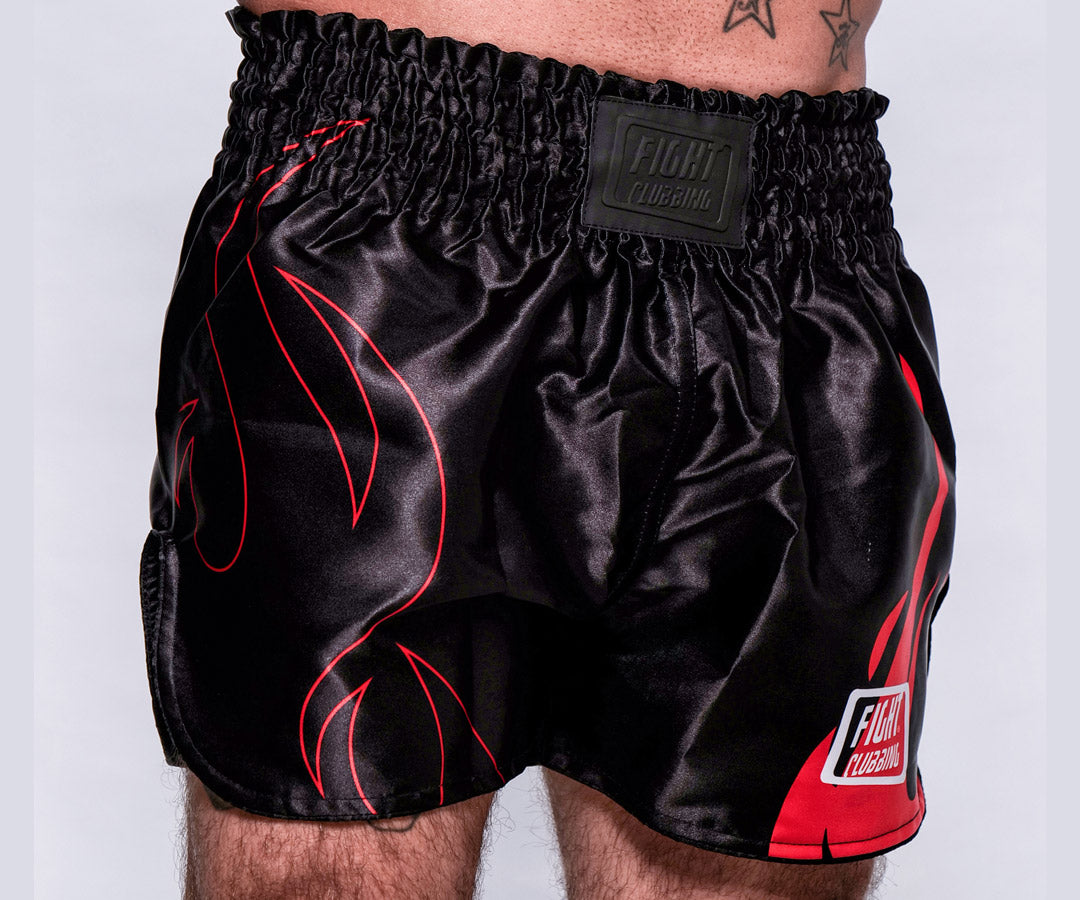 Pantaloncino Kick-Thai Flame Edition Nero Logo Piccolo