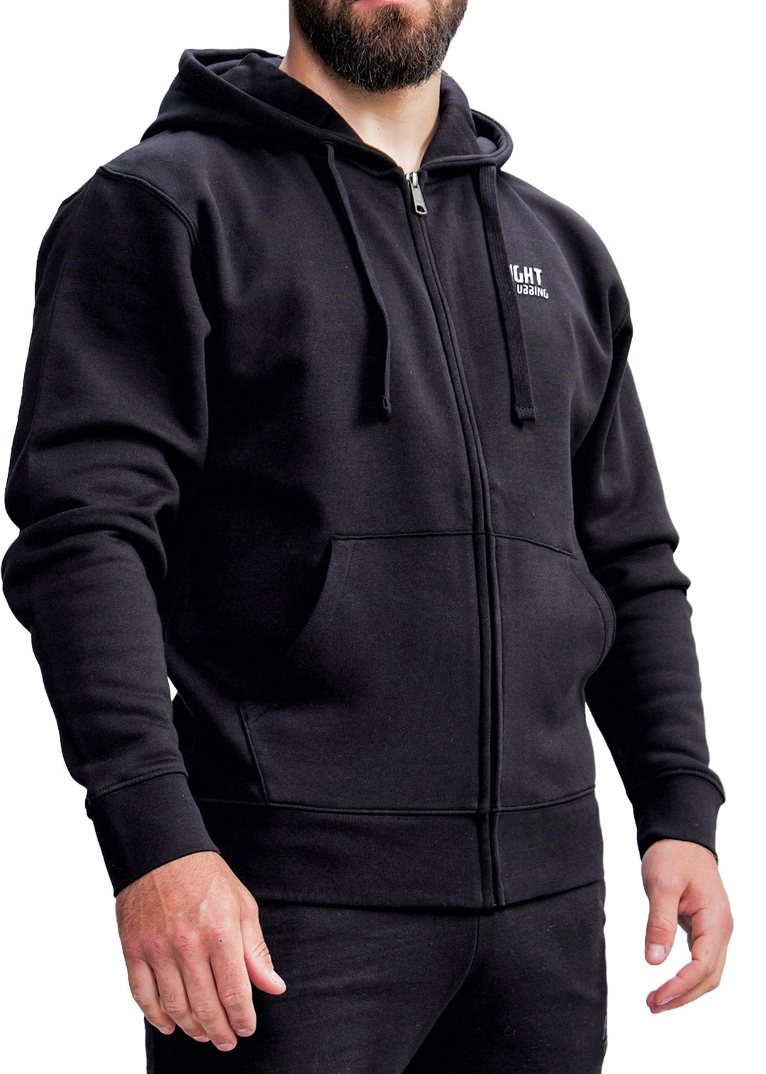 Felpa Authentic Con Zip E Cappuccio Nero Logo Bianco