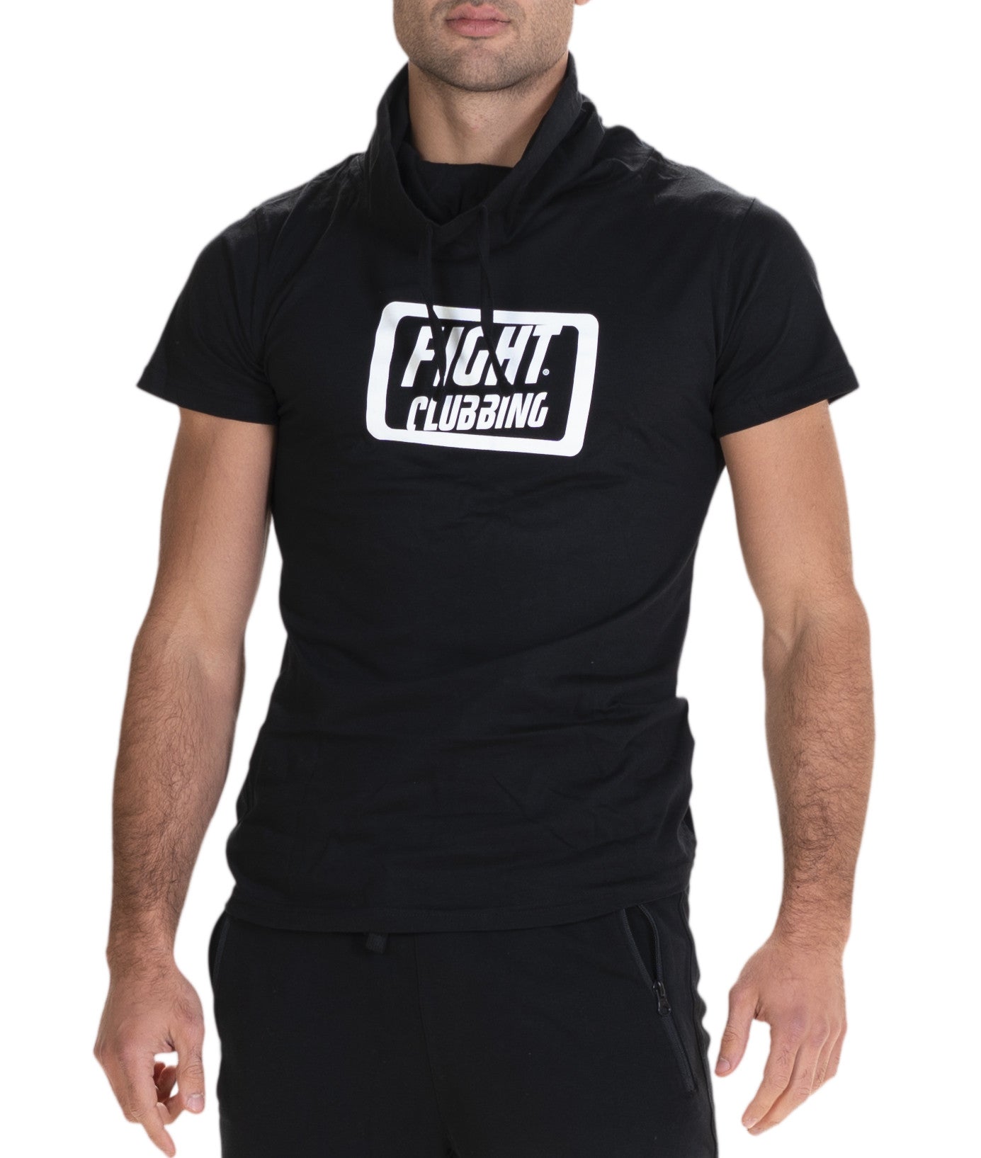 T-Shirt A Collo Alto Nero